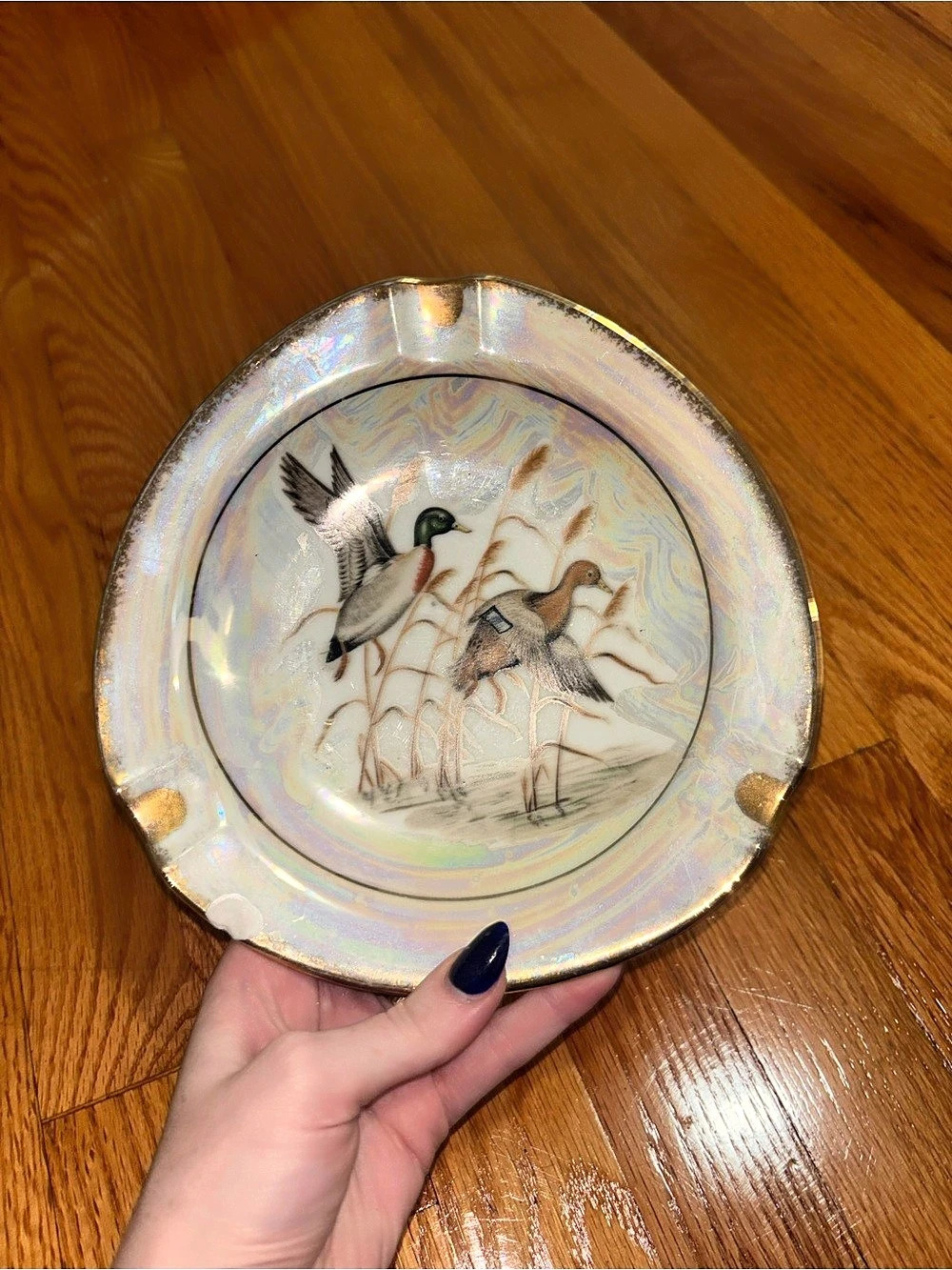 Decorative Duck ashtray in White & Blue